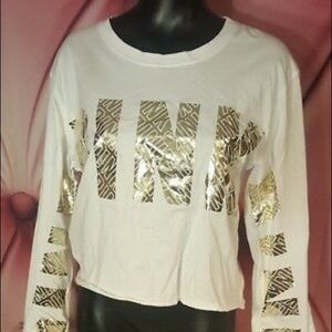 Victoria’s Secret Pink Long Sleeve Logo Crop Tee